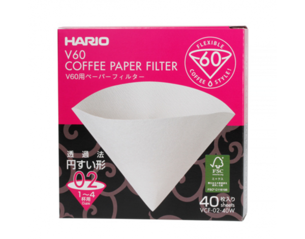PAPER FILTERS FOR V60 02 1-4 CUPS - 40 PIECES, HARIO